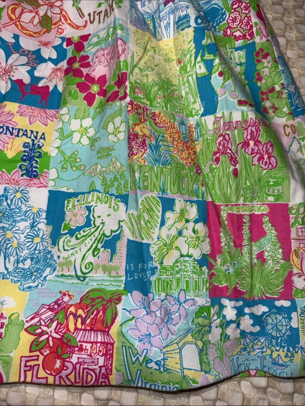 Lilly Pulitzer WOMENS Strapless Patchwork Dress in Pink, Blue, Green, Cream 12 - Picture 11 of 12